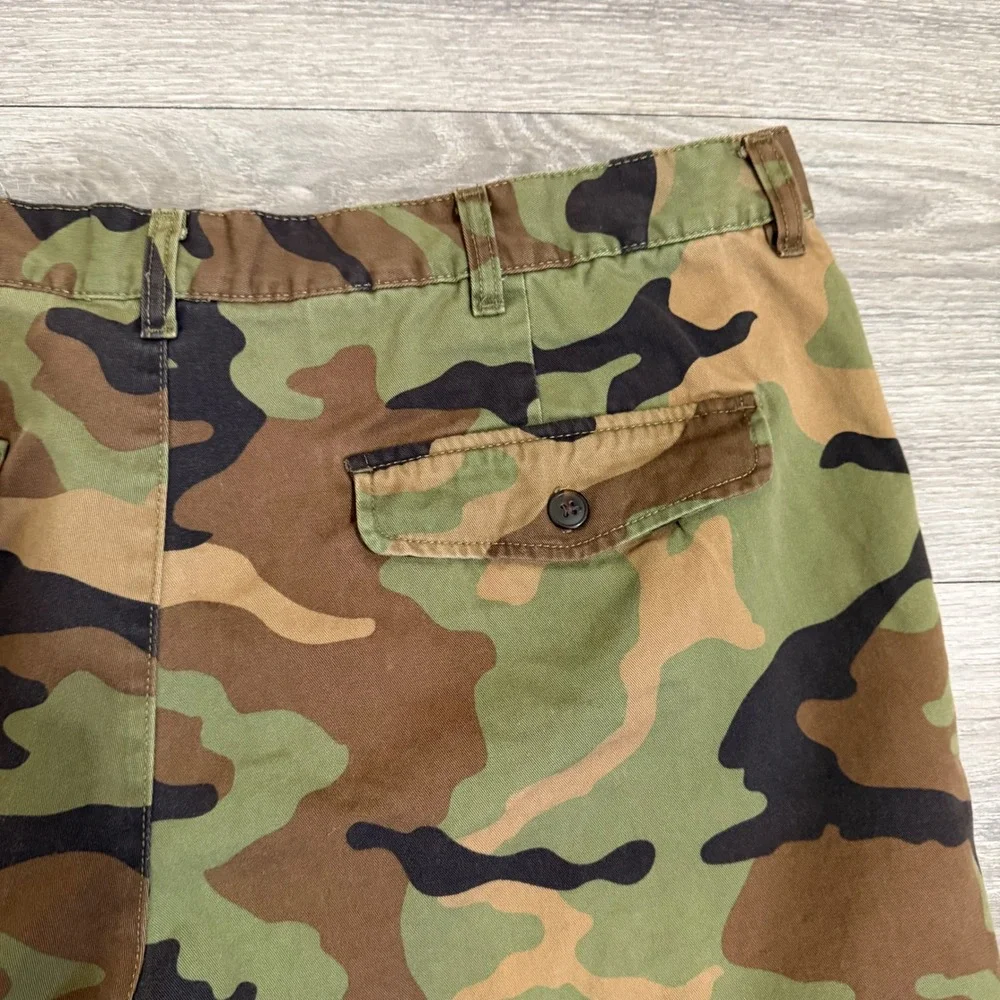 JCP Mens Woodland Camo Cargo Shorts Size 38 Green Brown 100% Cotton Tactical